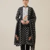 Black Polka 2 Mul Cotton Suit Set for Women with Polka Dots