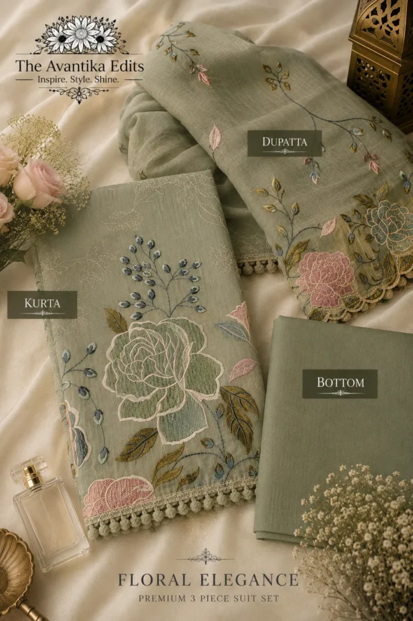 Mul Chanderi Suit Set for Women with Embroidery