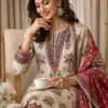 Offwhite2 Muslin Suit Set for Women with Intricate Ethnic Prints