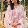 Pink 2 Mul Cotton Suit Set for Women with Lace Work