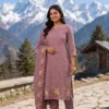 Purple_Sf2 Mul Chanderi Suit Set for Women with Floral Motifs
