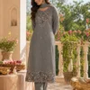 Silver_SF2 Mul Cotton Suit Set for Women with Embroidery