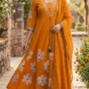 J10 Ready to Wear Mul Cotton Long Anarkali Suit with Applique Work