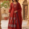 J8 Ready to Wear Mul Cotton Long Anarkali Suit with Applique Work