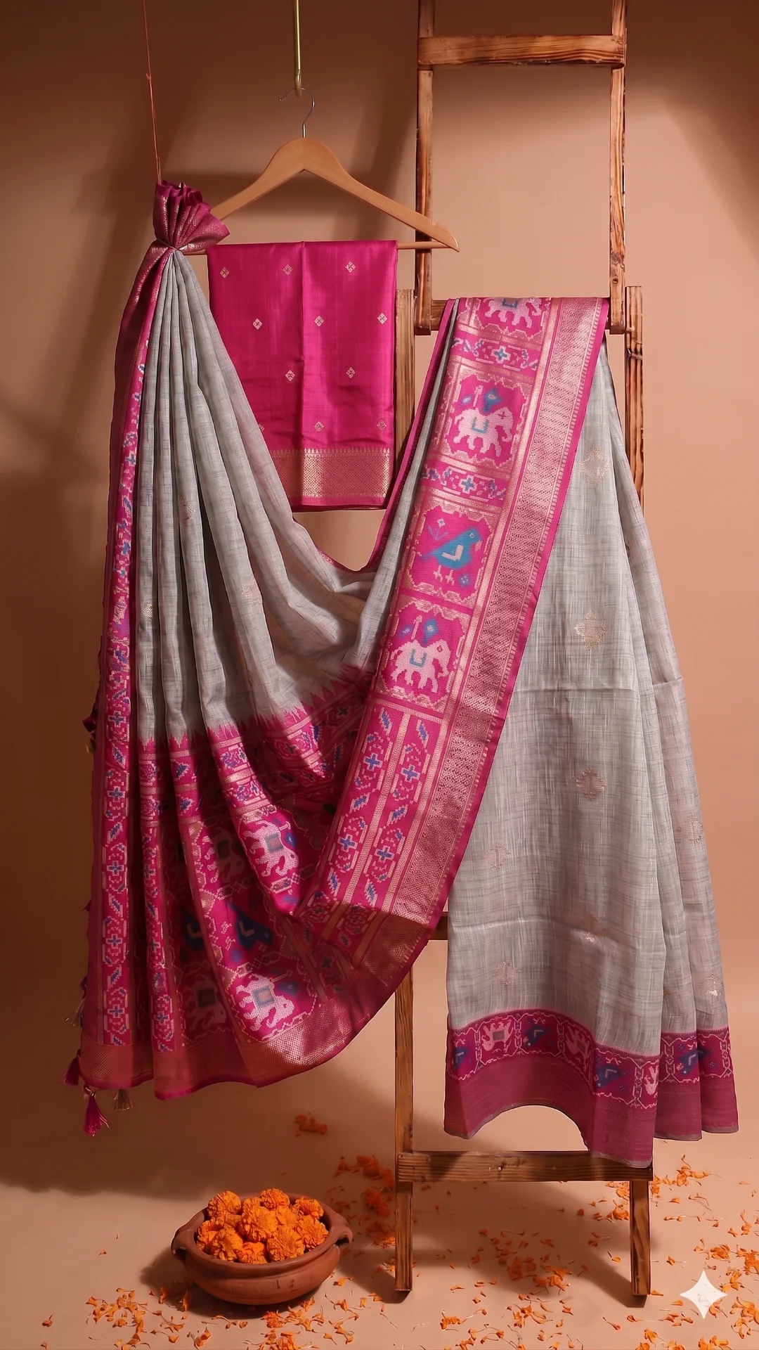 Ethnic Saree Ethnic Saree with Pink Border